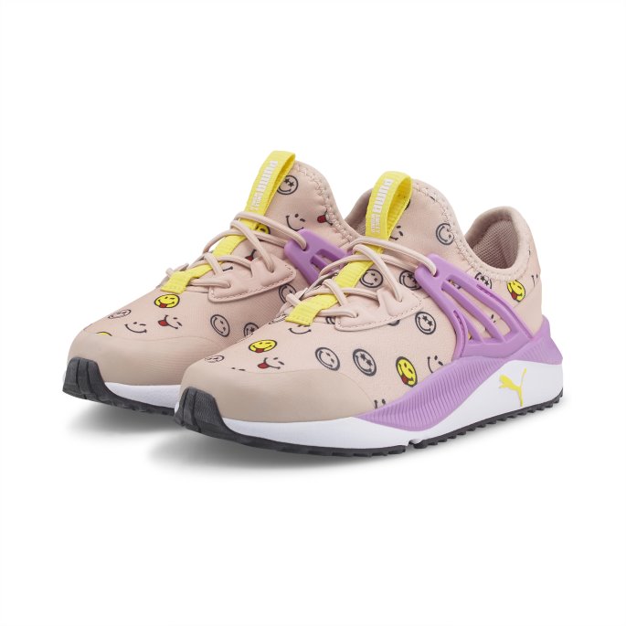 Puma På Tilbud X Smileyworld Pacer Future Førskole Joggesko Rose Quartz-lilla Pop-gul
