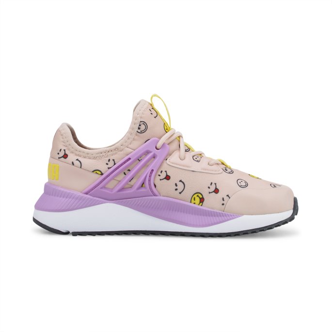 Puma På Tilbud X Smileyworld Pacer Future Førskole Joggesko Rose Quartz-lilla Pop-gul
