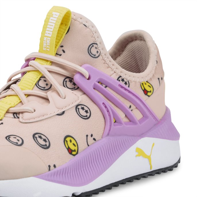 Puma På Tilbud X Smileyworld Pacer Future Førskole Joggesko Rose Quartz-lilla Pop-gul