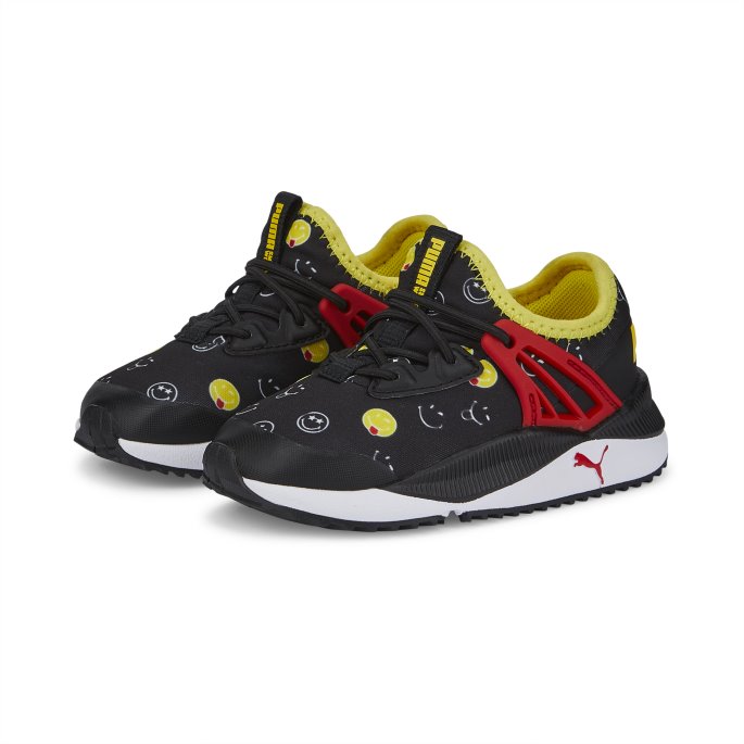 Puma På Tilbud X Smileyworld Pacer Fremtidig Alternativ Lukking Spedbarn Joggesko Svart-rød-levende Gul