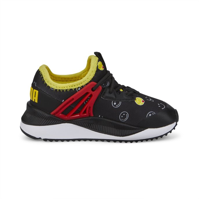 Puma På Tilbud X Smileyworld Pacer Fremtidig Alternativ Lukking Spedbarn Joggesko Svart-rød-levende Gul