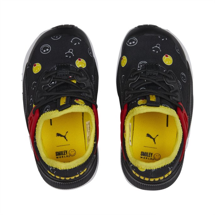 Puma På Tilbud X Smileyworld Pacer Fremtidig Alternativ Lukking Spedbarn Joggesko Svart-rød-levende Gul