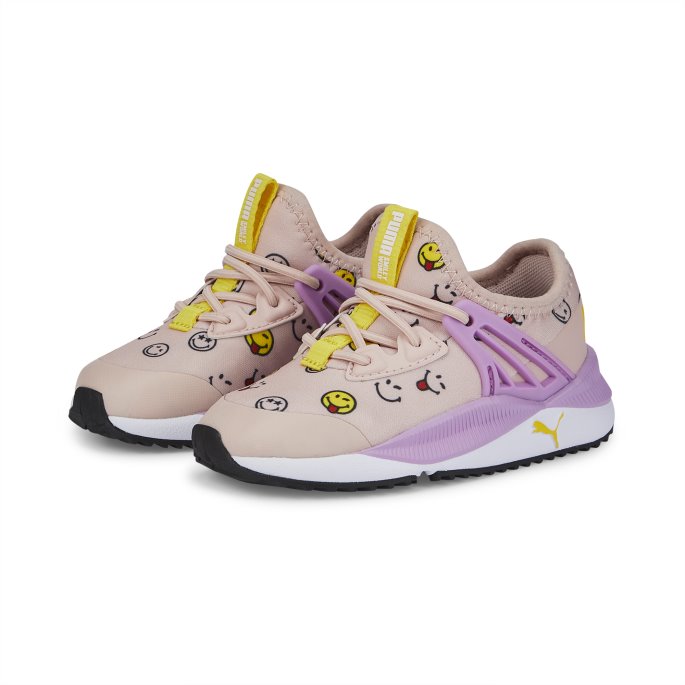 Puma På Tilbud X Smileyworld Pacer Fremtidig Alternativ Lukking Spedbarn Joggesko Rosa Kvarts-lilla Pop-gul