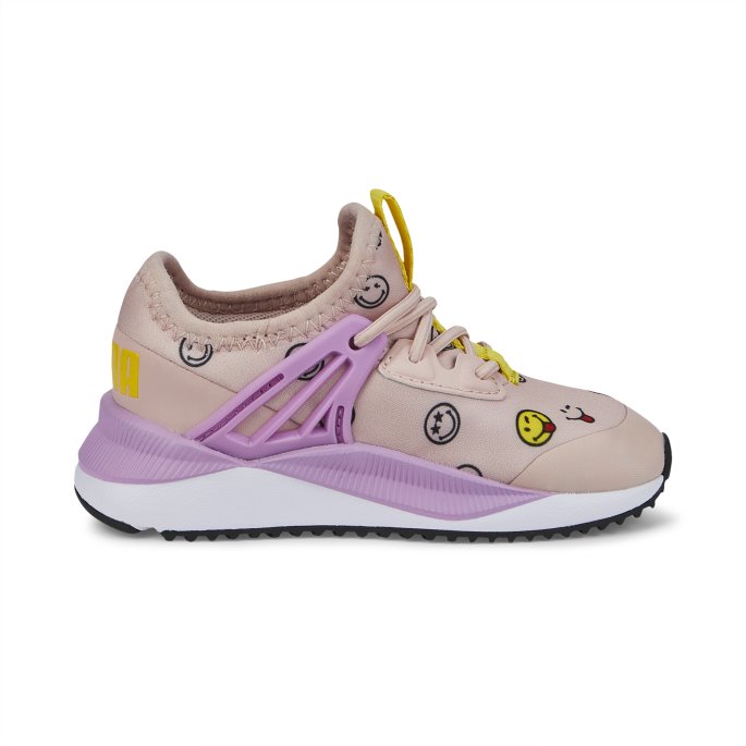 Puma På Tilbud X Smileyworld Pacer Fremtidig Alternativ Lukking Spedbarn Joggesko Rosa Kvarts-lilla Pop-gul