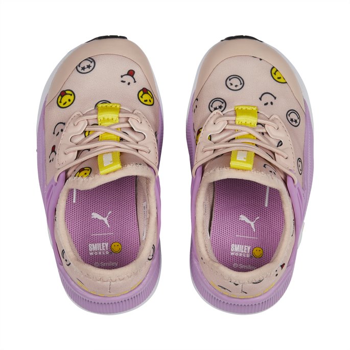 Puma På Tilbud X Smileyworld Pacer Fremtidig Alternativ Lukking Spedbarn Joggesko Rosa Kvarts-lilla Pop-gul