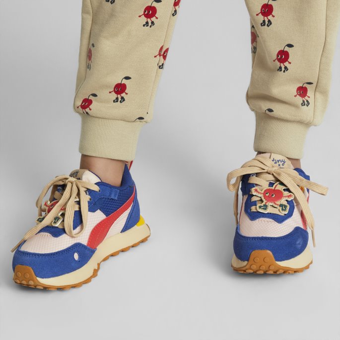 Puma På Tilbud X Tiny Cottons Rider Fv Små Barnesko Rosa Kvarts-valmuerød