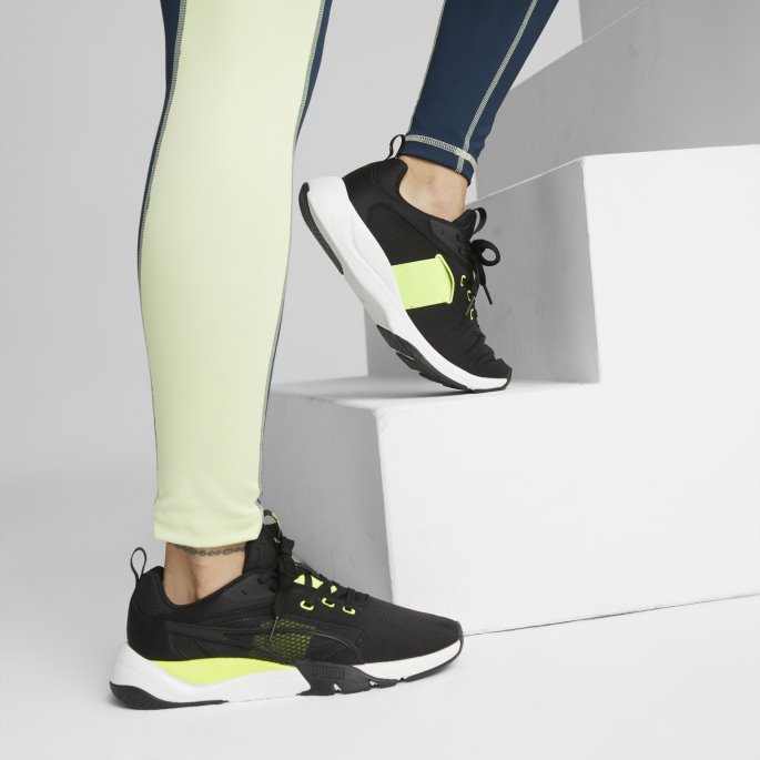 Puma På Tilbud Zora Joggesko Dame Svart-svart-lime Squeeze