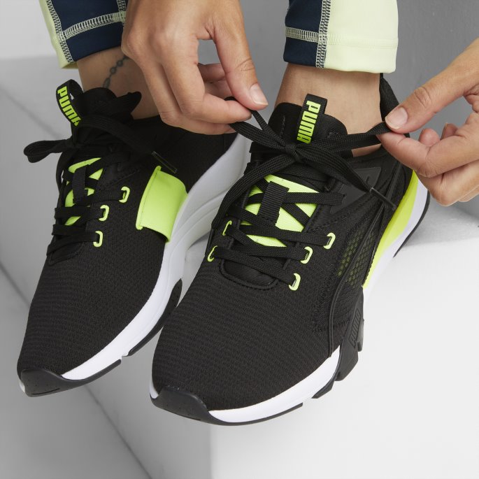 Puma På Tilbud Zora Joggesko Dame Svart-svart-lime Squeeze