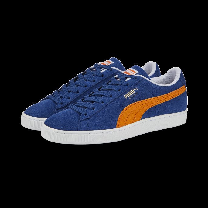 Flammende Blå-oransje-hvit Semsket Skinn Teams Ii Sneakers Puma På Tilbud