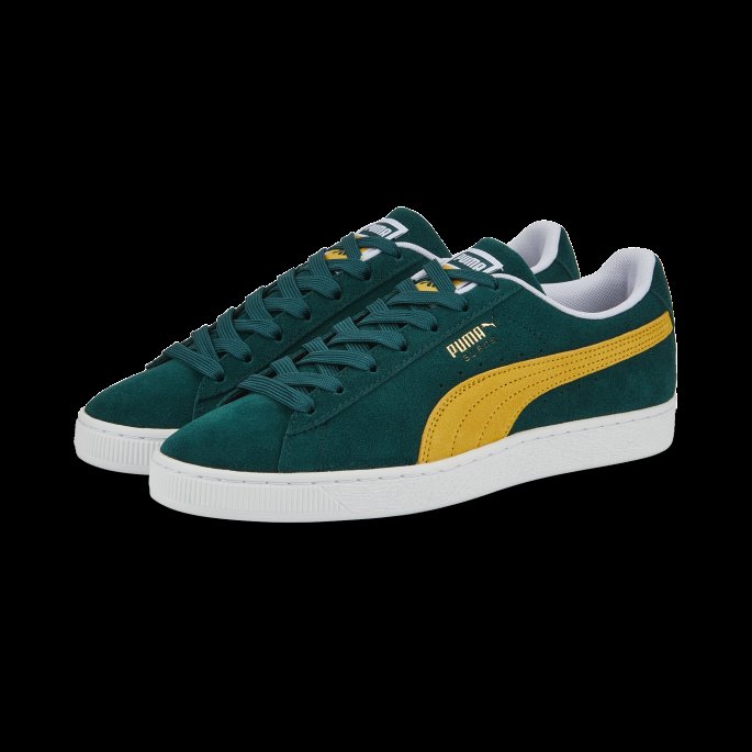 Semsket Skinn Teams Ii Sneakers Puma På Tilbud Varsity Grønn-sennepsfrø-hvit