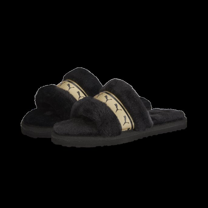 Black-team Gold Fluff Remix Metallic Slides Kvinner Puma På Salg