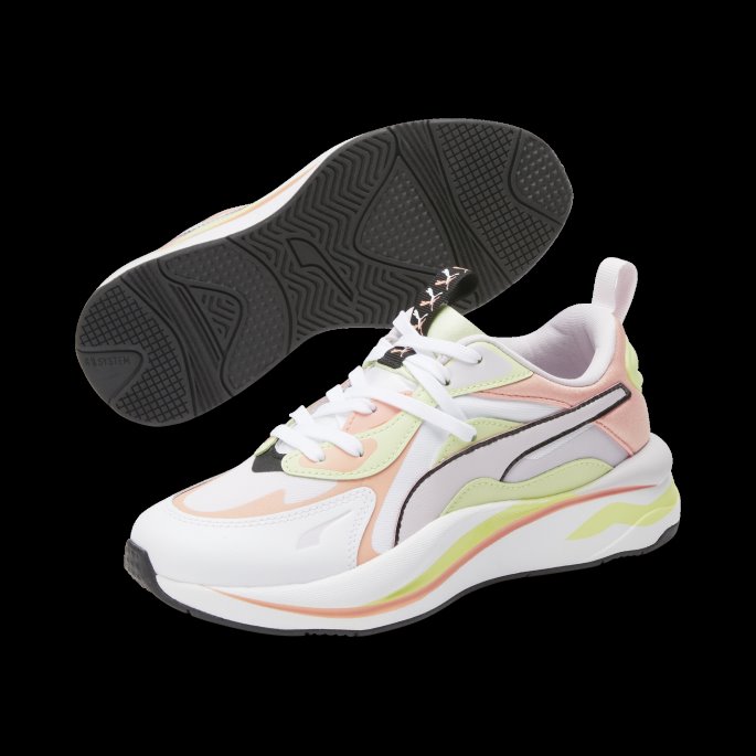 Lavendel Tåke-hvit-fersken Rosa Rs-kurve Umatchede Joggesko For Kvinner Puma På Tilbud