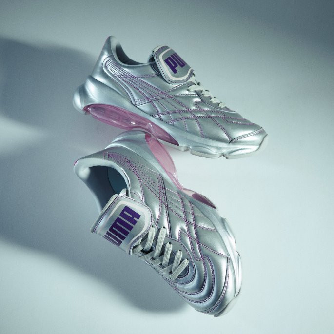 Puma På Tilbud X Dua Lipa Cell Dome King Metallic Joggesko For Kvinner Sølv-byzantium-rosa Dame