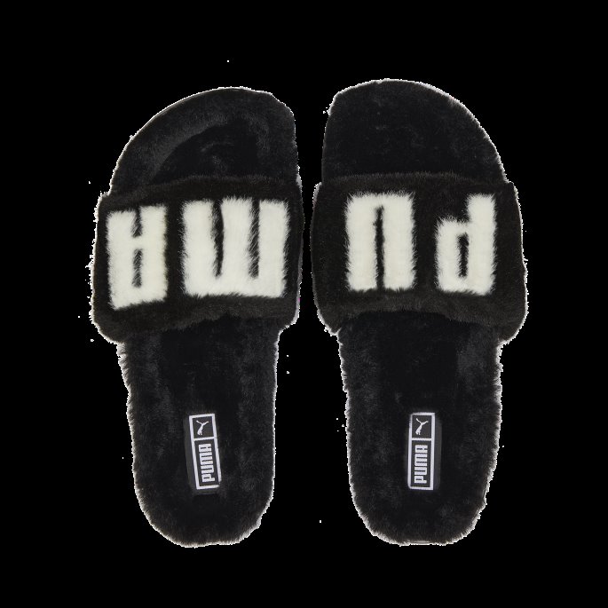 Leadcat 2.0 Fuzz Slides For Kvinner Puma På Tilbud Svart-hvit