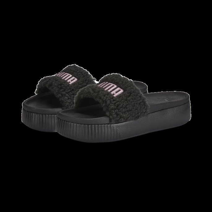 Puma På Salg Plattform Sherpa Slides Kvinner Svart-rosa Gull