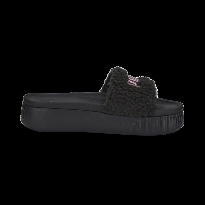 Puma På Salg Plattform Sherpa Slides Kvinner Svart-rosa Gull