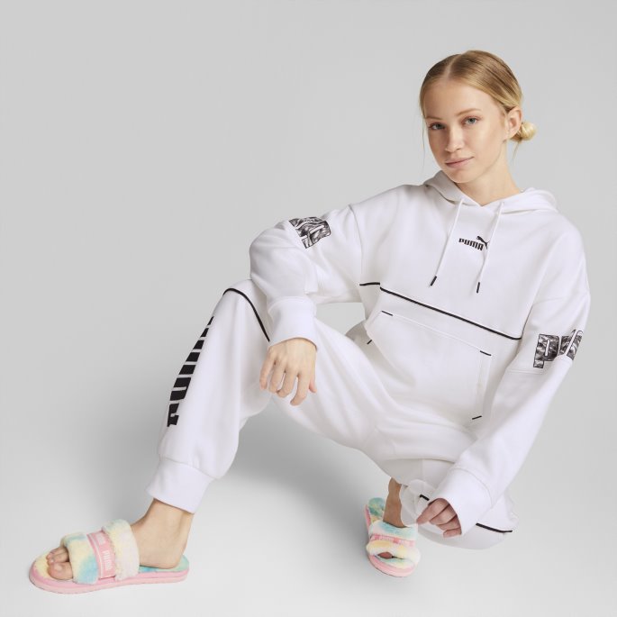 Mandelblomst-hvit Fluff Tie-dye Dametøfler Puma På Salg