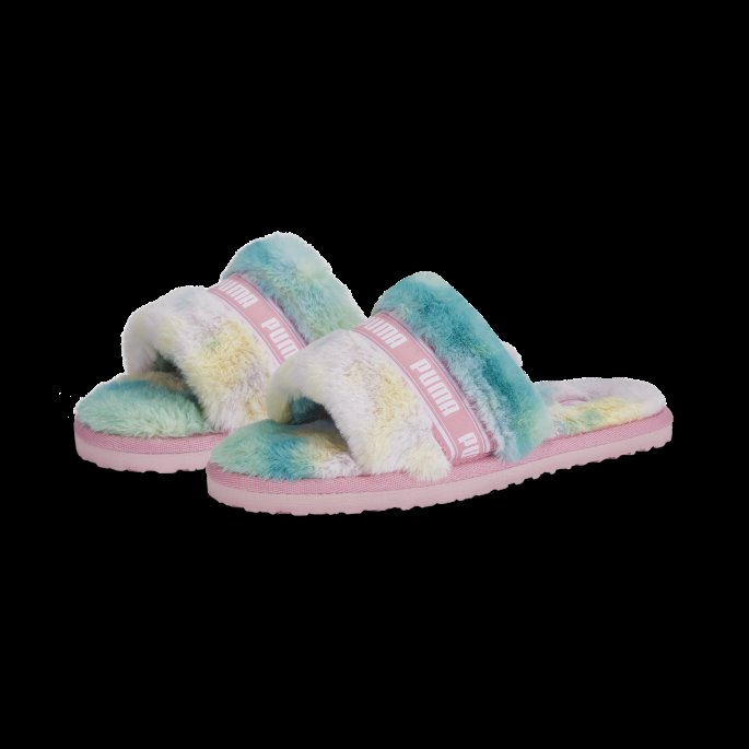 Mandelblomst-hvit Fluff Tie-dye Dametøfler Puma På Salg