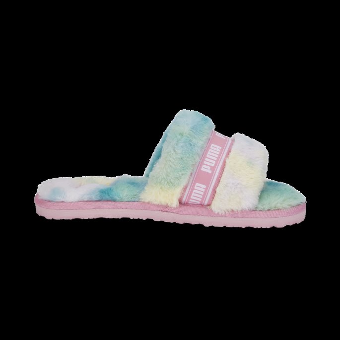 Mandelblomst-hvit Fluff Tie-dye Dametøfler Puma På Salg