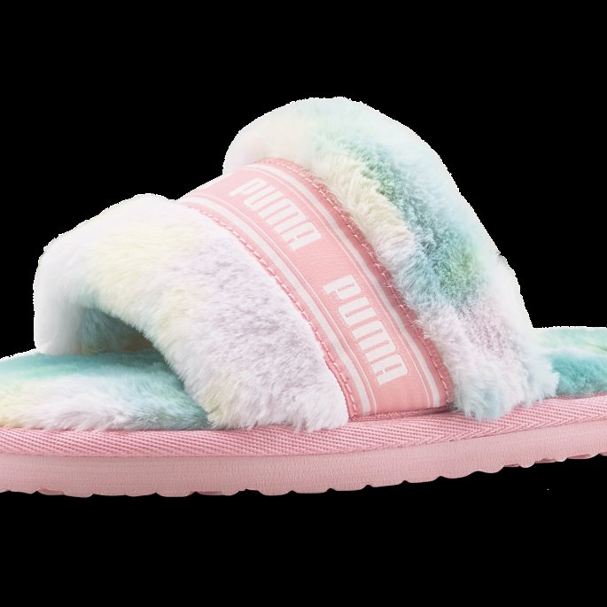Mandelblomst-hvit Fluff Tie-dye Dametøfler Puma På Salg