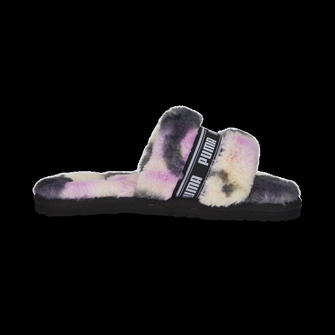 Svart-hvit Puma På Tilbud Fluff Tie-dye Dametøfler