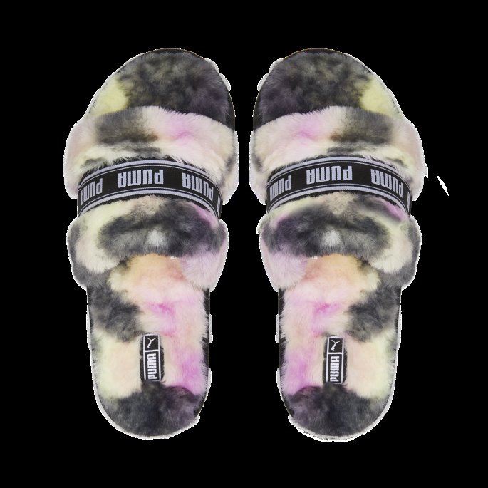 Svart-hvit Puma På Tilbud Fluff Tie-dye Dametøfler