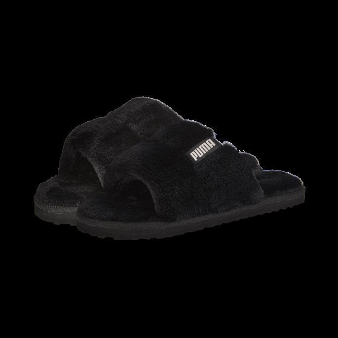 Fluff Solo Dametøfler Black-island Rosa Puma På Tilbud
