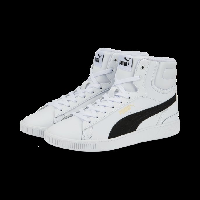 Puma På Tilbud Hvit-svart-team Gull Vikky V3 Mid Leather Sneakers Dame