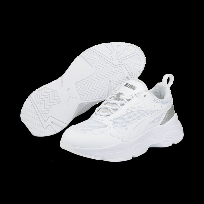 Cassia Distressed Joggesko Kvinner Hvit-hvit-sølv Puma På Salg