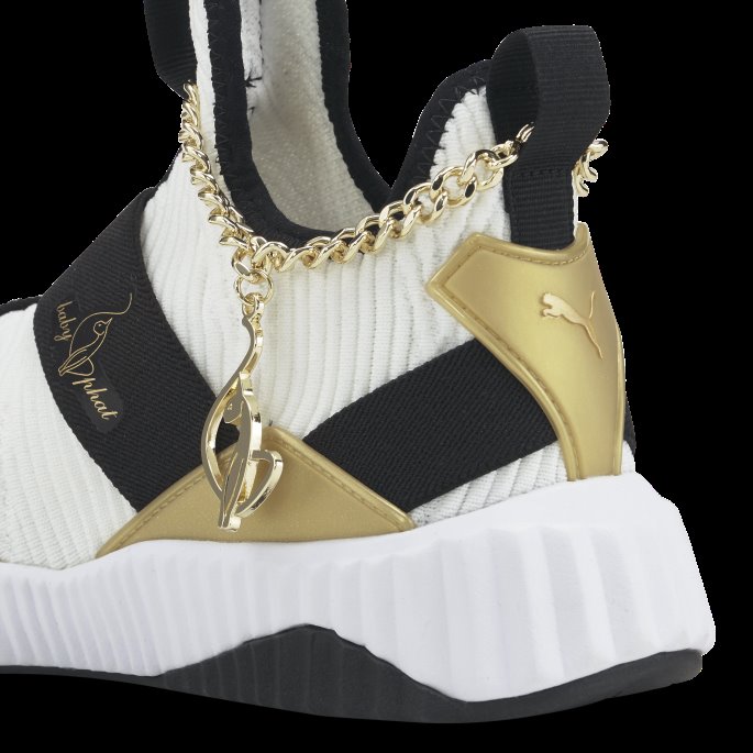 Puma På Tilbud X Baby Phat Defy Mid Treningssko For Kvinner Hvit-svart