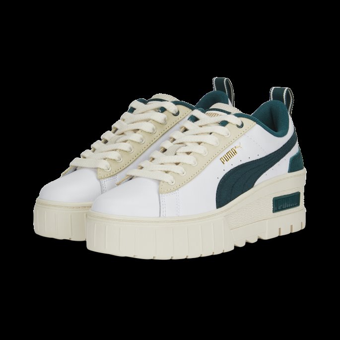 Hvit-varsity Grønn Mayze Wedge Ivy League Joggesko For Kvinner Puma På Tilbud