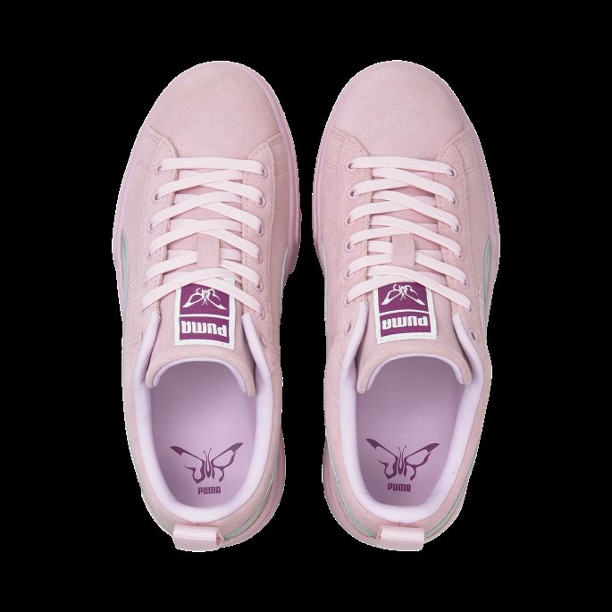 Puma På Tilbud X Dua Lipa Mayze Semsket Skinn Metallic Joggesko For Kvinner Rosa Dame-sølv