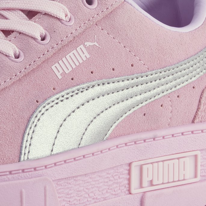Puma På Tilbud X Dua Lipa Mayze Semsket Skinn Metallic Joggesko For Kvinner Rosa Dame-sølv