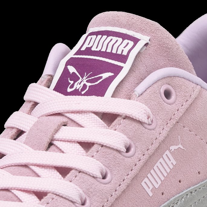 Puma På Tilbud X Dua Lipa Mayze Semsket Skinn Metallic Joggesko For Kvinner Rosa Dame-sølv