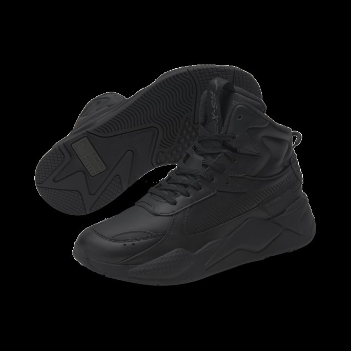 Puma På Tilbud Svart-svart Rs-x Mid Skinn Joggesko