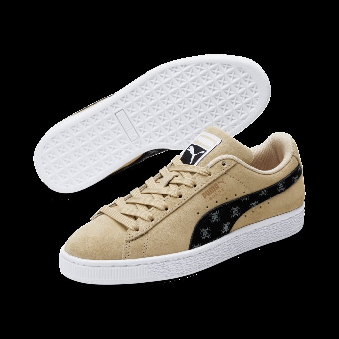 Semsket Skinn Klassiske T7 Dame Joggesko Puma På Tilbud Lys Sand-svart-hvit