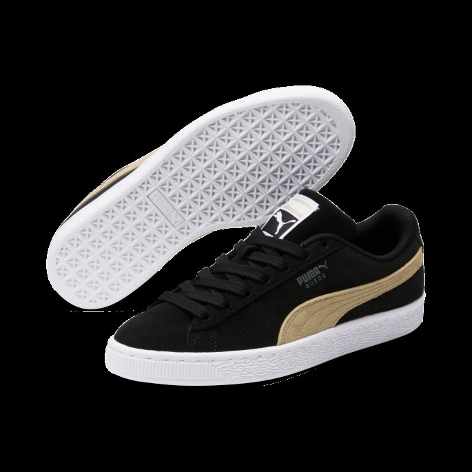 Puma På Tilbud Semsket Skinn Klassiske T7 Joggesko For Kvinner Sort-lys Sand-hvit