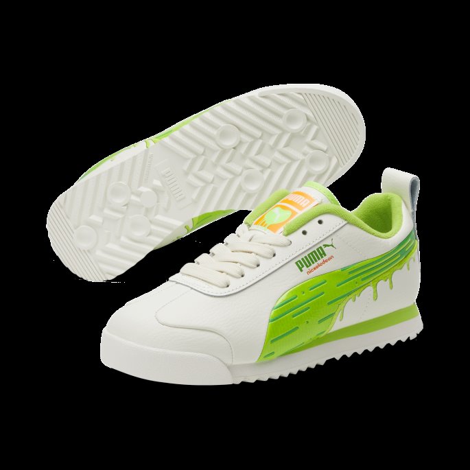 Roma Slime Store Barnejoggesko Puma På Tilbud Elfenben Glød-limegrønn