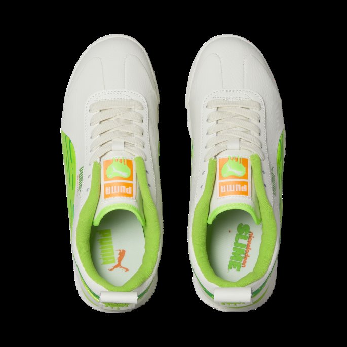 Roma Slime Store Barnejoggesko Puma På Tilbud Elfenben Glød-limegrønn