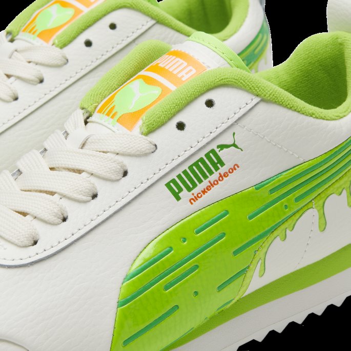 Roma Slime Store Barnejoggesko Puma På Tilbud Elfenben Glød-limegrønn