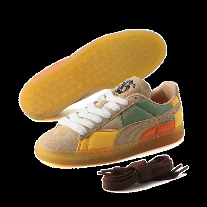 Lys Sandstøvet Grønn Puma På Tilbud X Sorte Fives Semsket Sneakers