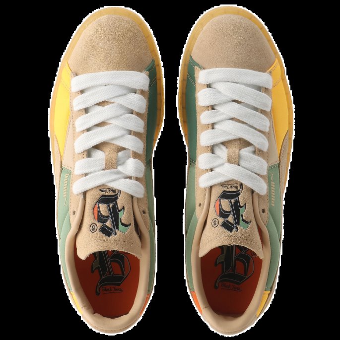 Lys Sandstøvet Grønn Puma På Tilbud X Sorte Fives Semsket Sneakers