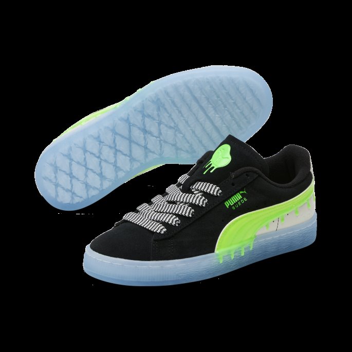 Puma På Tilbud Svart-limegrønn Semsket Slime Store Barnesko