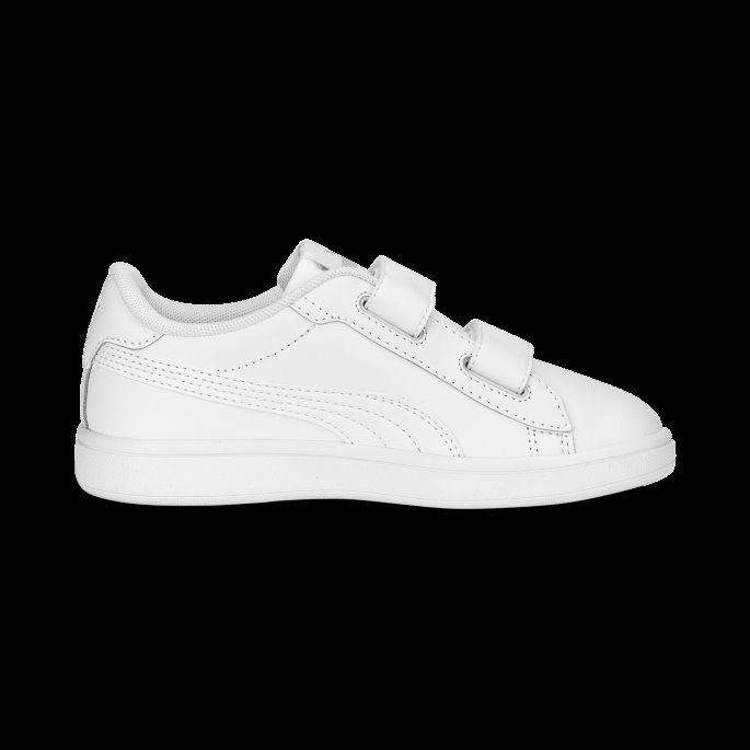 Smash 3.0 Leather V Sneakers Barn Hvit-kul Lys Grå Puma På Tilbud