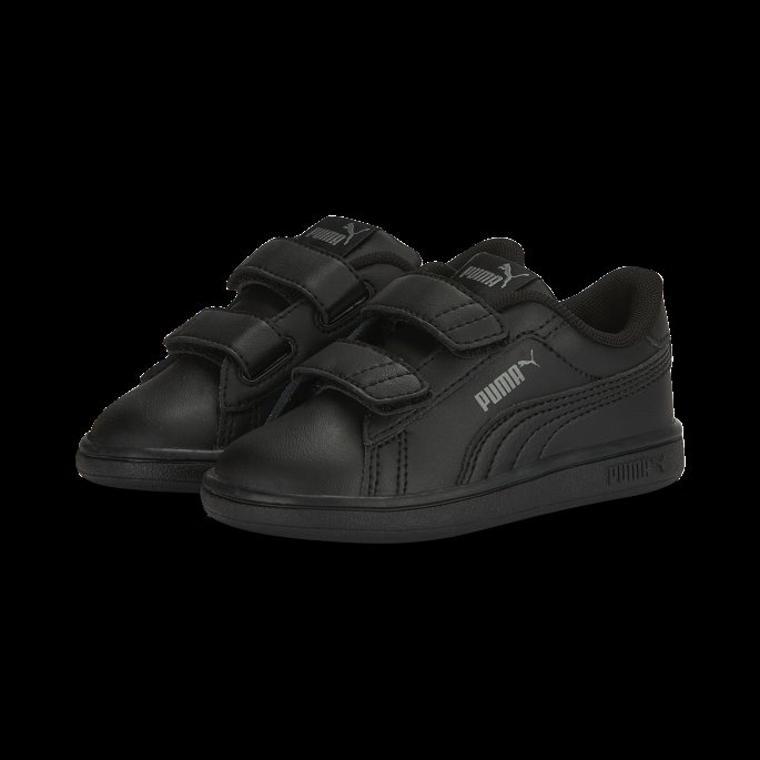 Black-shadow Grå Puma På Tilbud Smash 3.0 Leather V Sneakers Baby