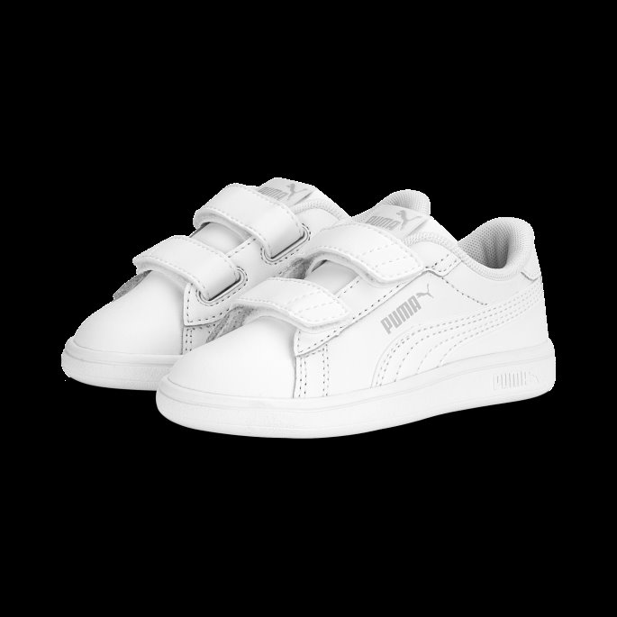 Puma På Tilbud Hvit-kul Lys Grå Smash 3.0 Skinn V Sneakers Baby