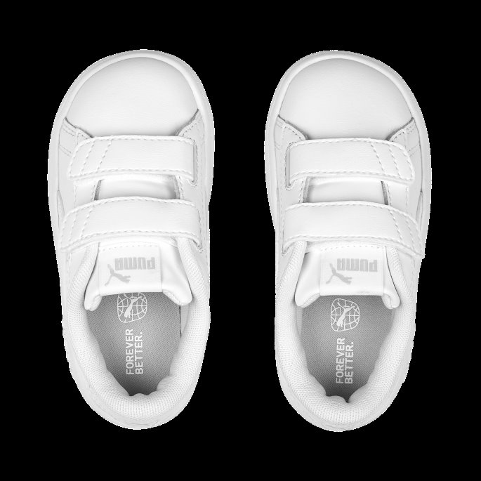 Puma På Tilbud Hvit-kul Lys Grå Smash 3.0 Skinn V Sneakers Baby
