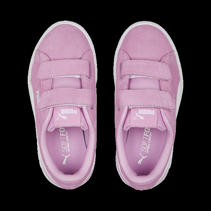 Lilla Chiffong-hvit Puma På Tilbud Smash 3.0 Semsket Sneakers Barn