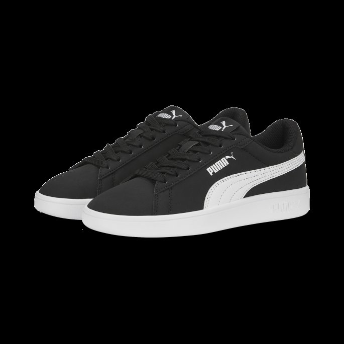 Puma På Tilbud Smash 3.0 Buck Joggesko Ungdom Svart-hvit