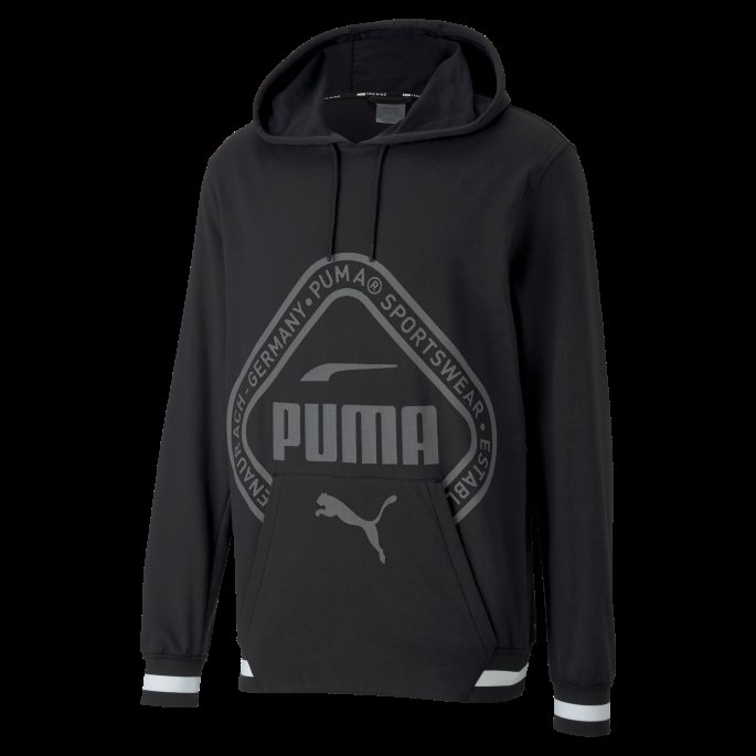 Kollektiv Strikket Hettegenser For Menn Med Svart Tonetrykk Puma På Salg
